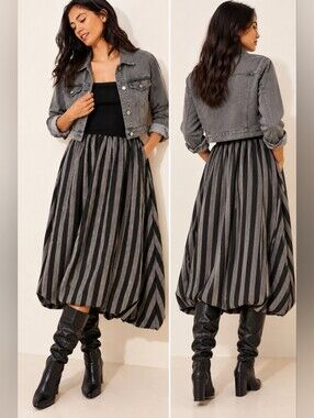 🔥Strapless Striped Midi Dress By Moon River NWOT